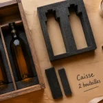 Caisses bois de vin : calage en mousse et format de caisse