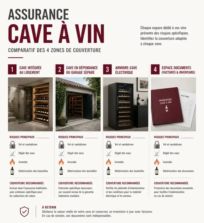 Comparatif assurance cave a vin : cave intégrée, dépendance, armoire-cave et justificatifs