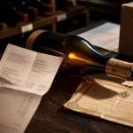 Prix romanee conti : bouteille de Bourgogne et documents d’authenticité