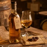 Prix du vin de paille : bouteille ambrée et raisins séchés