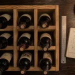 Rangement pour vin horizontal : casier bois avec bouteilles