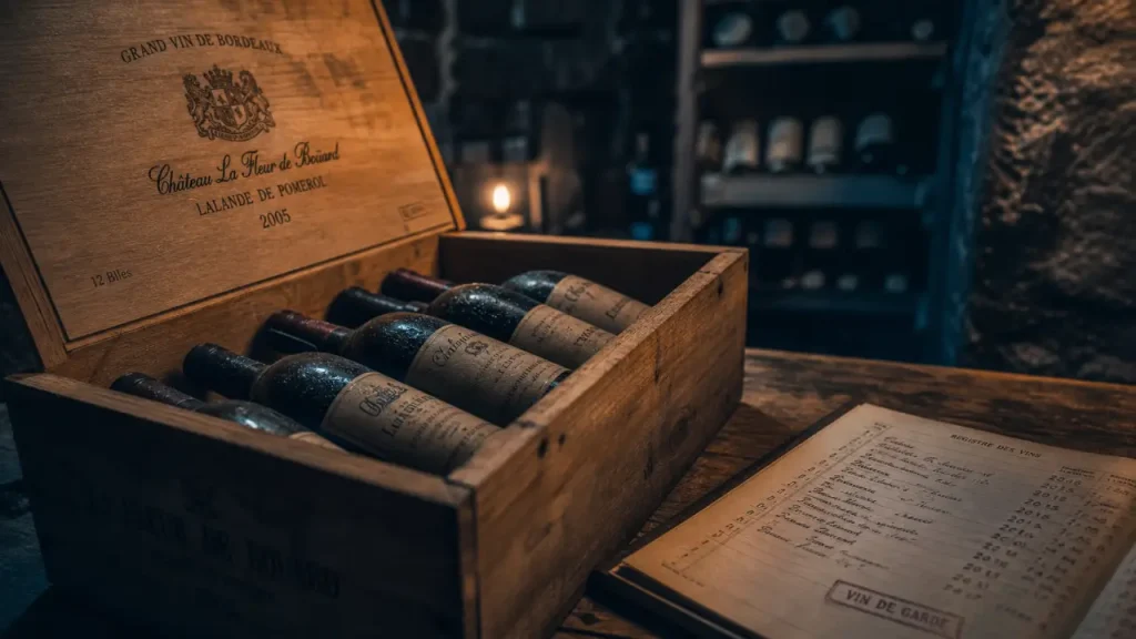 vin de garde : cave à vin et bouteilles