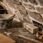 Cave voutée : mortier et chaux sur sol humide avant déco