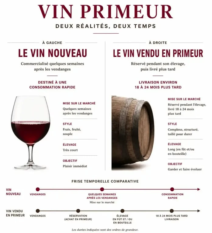 Vin primeur : différence entre vin nouveau et vin vendu en primeur