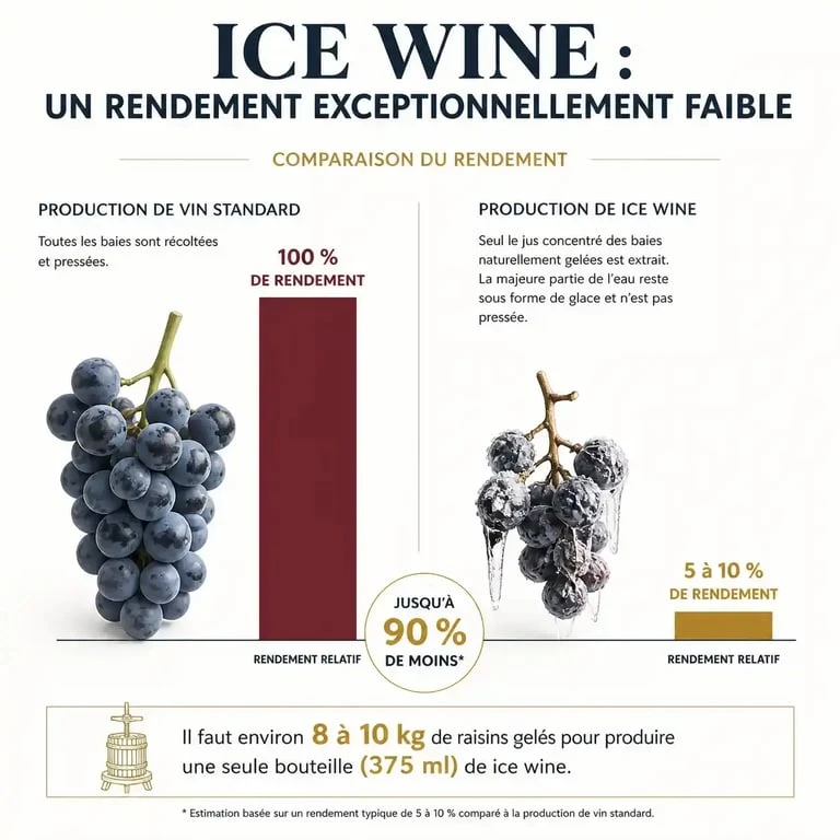 Comparaison des rendements entre vin classique et vin de glace pour comprendre le prix du vin de glace