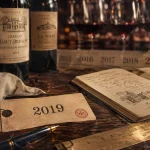 Millesimes Bordeaux : étiquette 2019 sur table, rouges, blancs secs et liquoreux