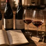 Prix du vin chateauneuf du pape 20–30 € sur table en chêne