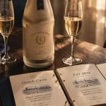 Champagne Charles Lafitte : verres et bouteille sur table