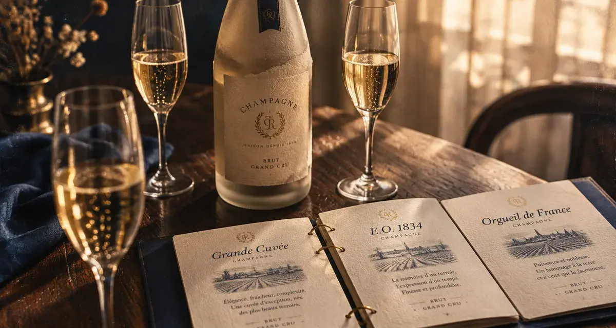 Champagne Charles Lafitte : verres et bouteille sur table