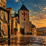 Champagne de castellane : tour de la maison à Épernay et croix rouge