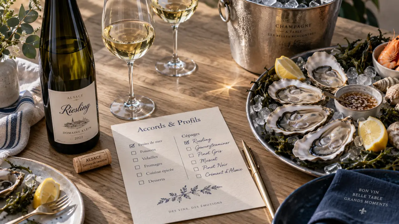 Vin blanc alsacien Riesling avec huîtres et citron